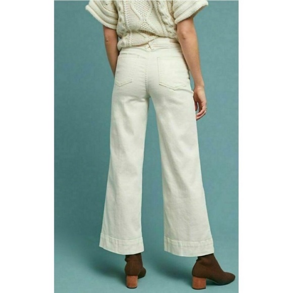 Pilcro and the Letterpress by Anthropologie White cotton flat front pants - Picture 4 of 11